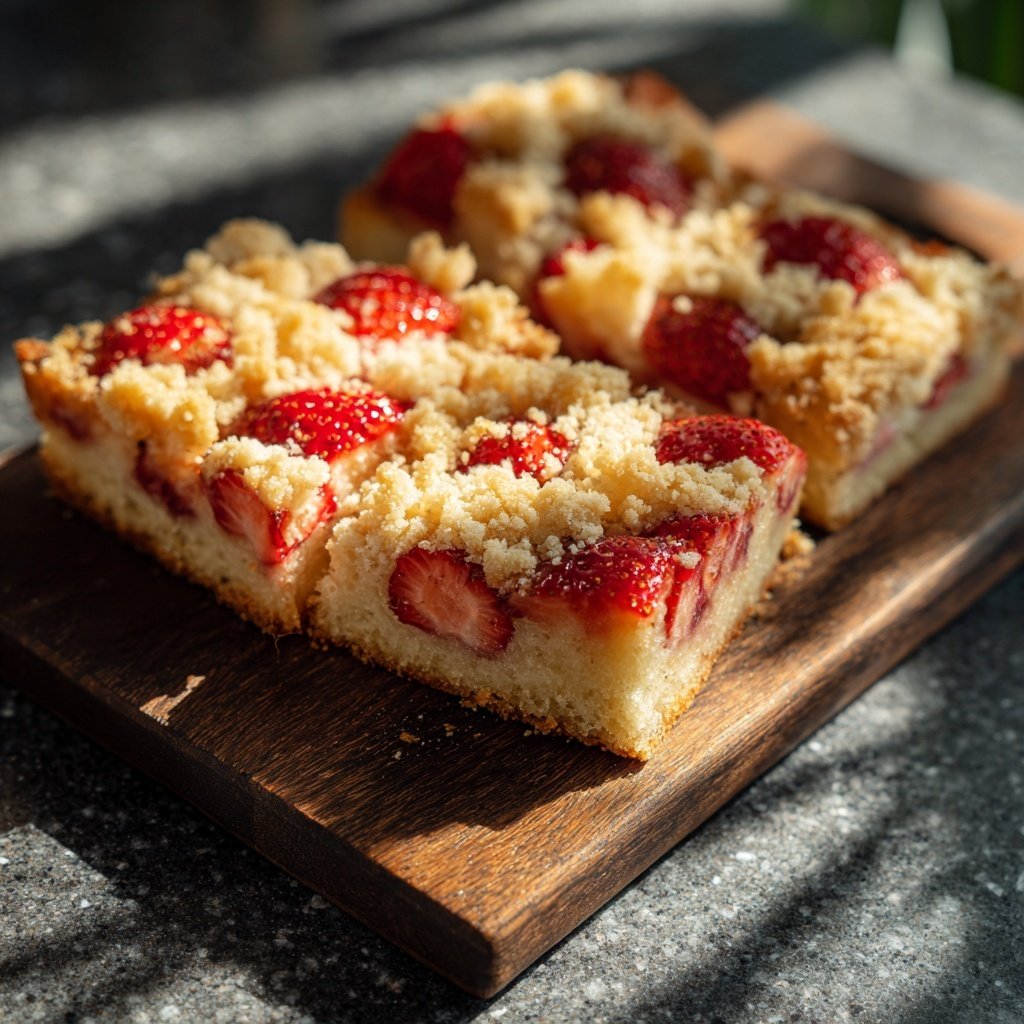 Erdbeer Vanille Blechkuchen Mit Streuseln
