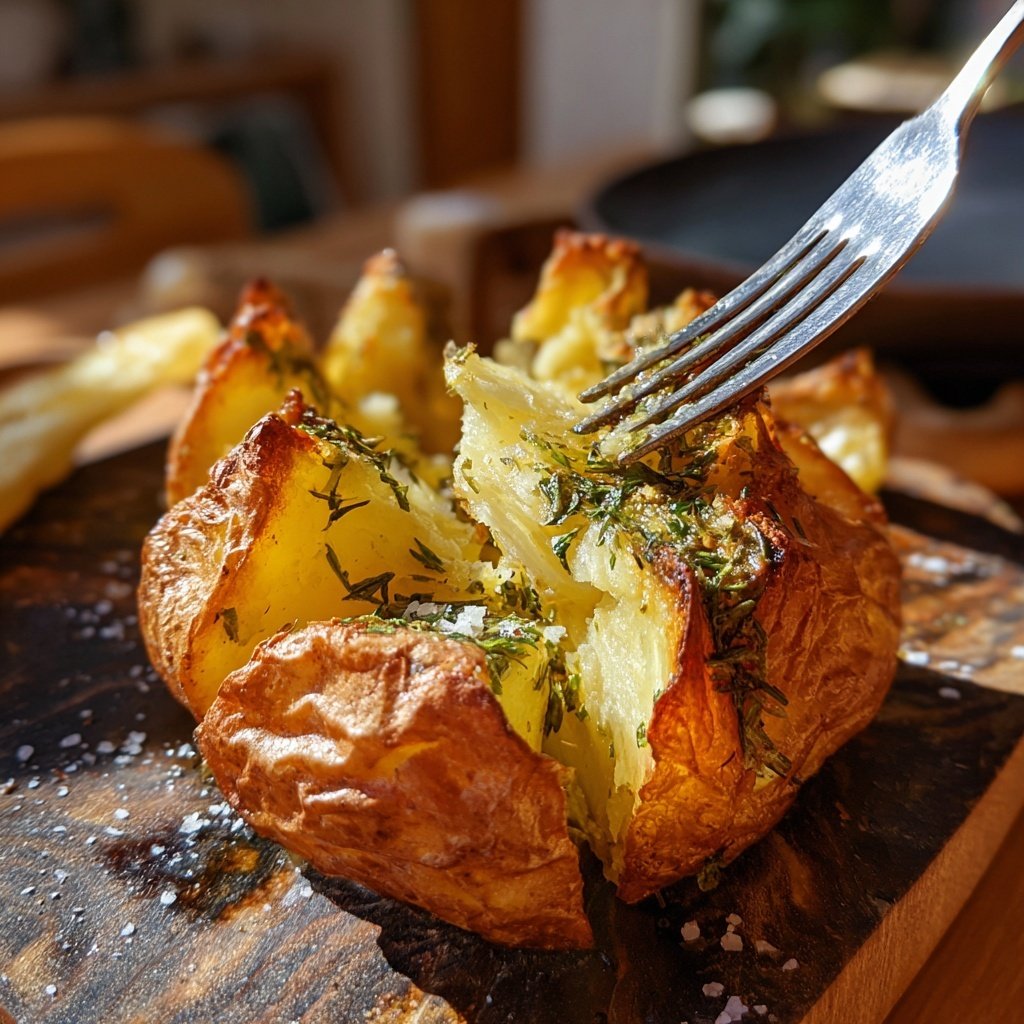 Mittagessen mit Ofenkartoffeln