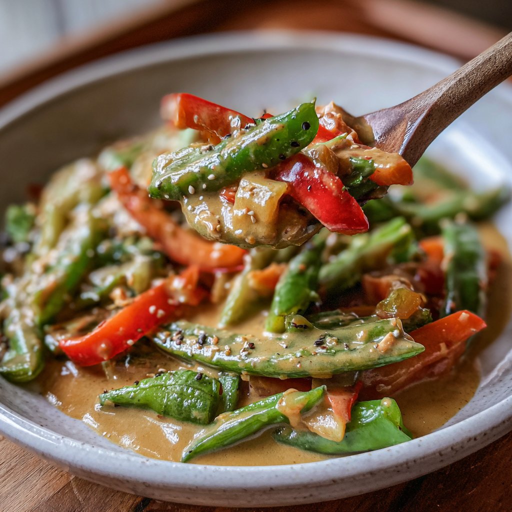 Gemüsepfanne mit Erdnusssauce