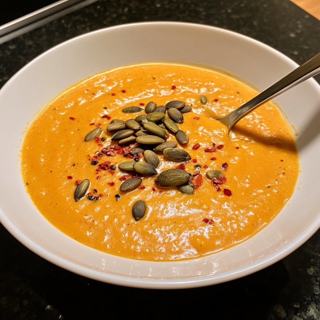 Kürbissuppe mit gerösteten Kernen