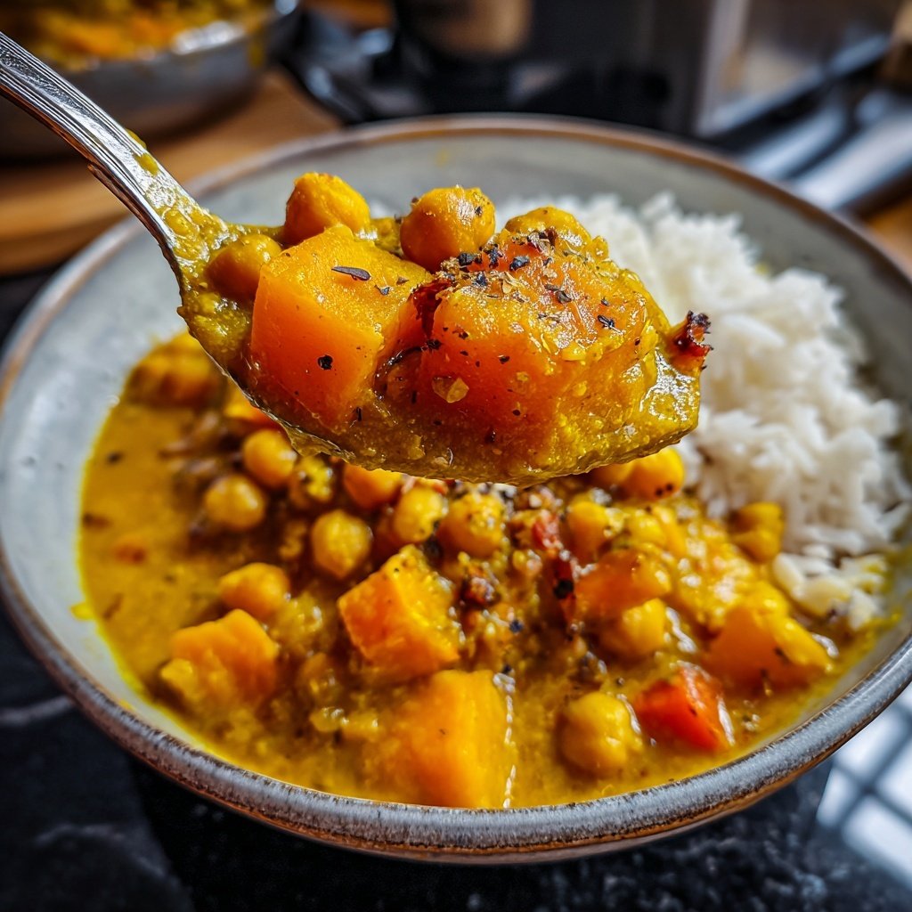 Curry mit Kürbis und Kichererbsen